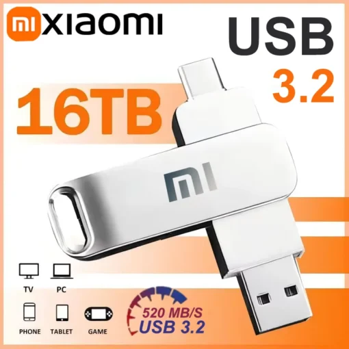 Xiaomi 16TB USB3.2 Flash Drive Metal High-Speed Pen Drive 8TB 4TB Waterproof Type-C USB Pen Drive For Computer Storage Devices - Image 2